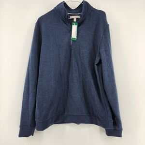 Hawker Rye Men's Blue Navy Medium Knit Twill Quarter Zip Sweater NWT